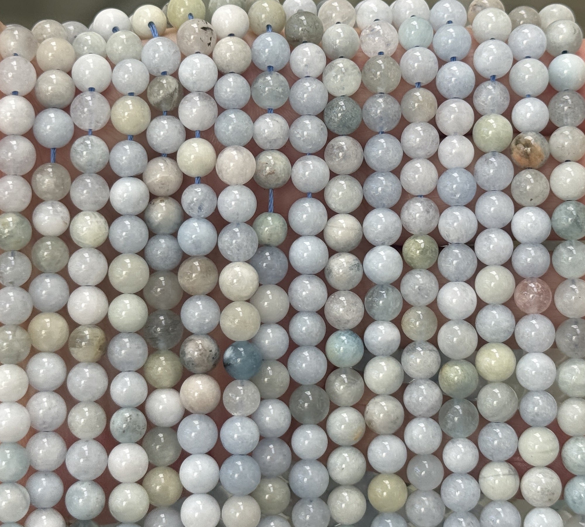 Aquamarine multi-colour 6mm round gemstone beads 15" strand - Oz Beads 