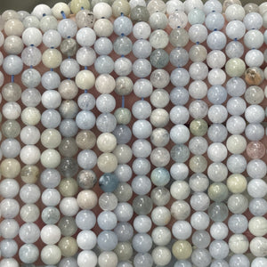 Aquamarine multi-colour 6mm round gemstone beads 15" strand - Oz Beads 