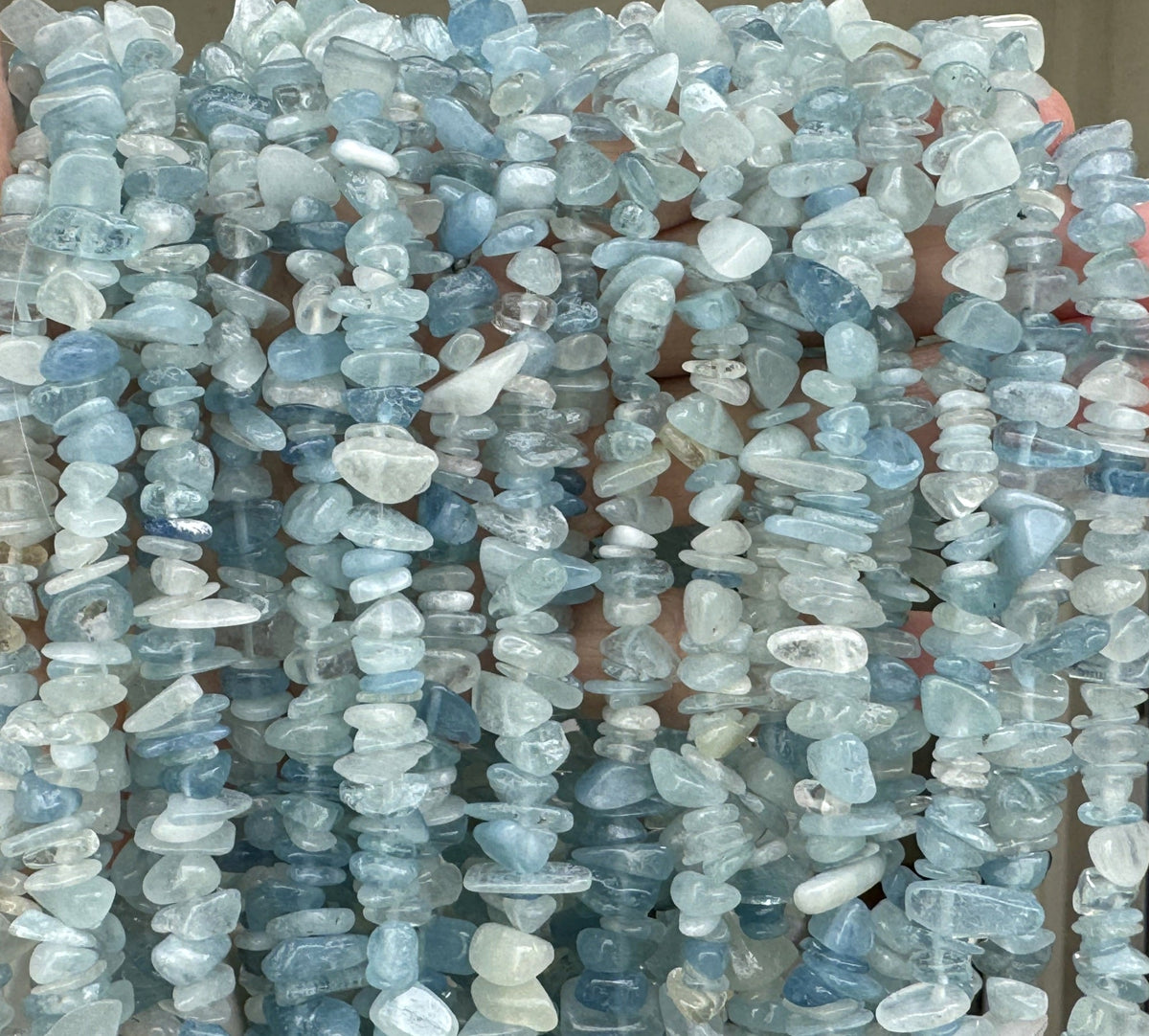 Aquamarine 7-10mm chip beads natural gemstone chips 32" strand - Oz Beads 