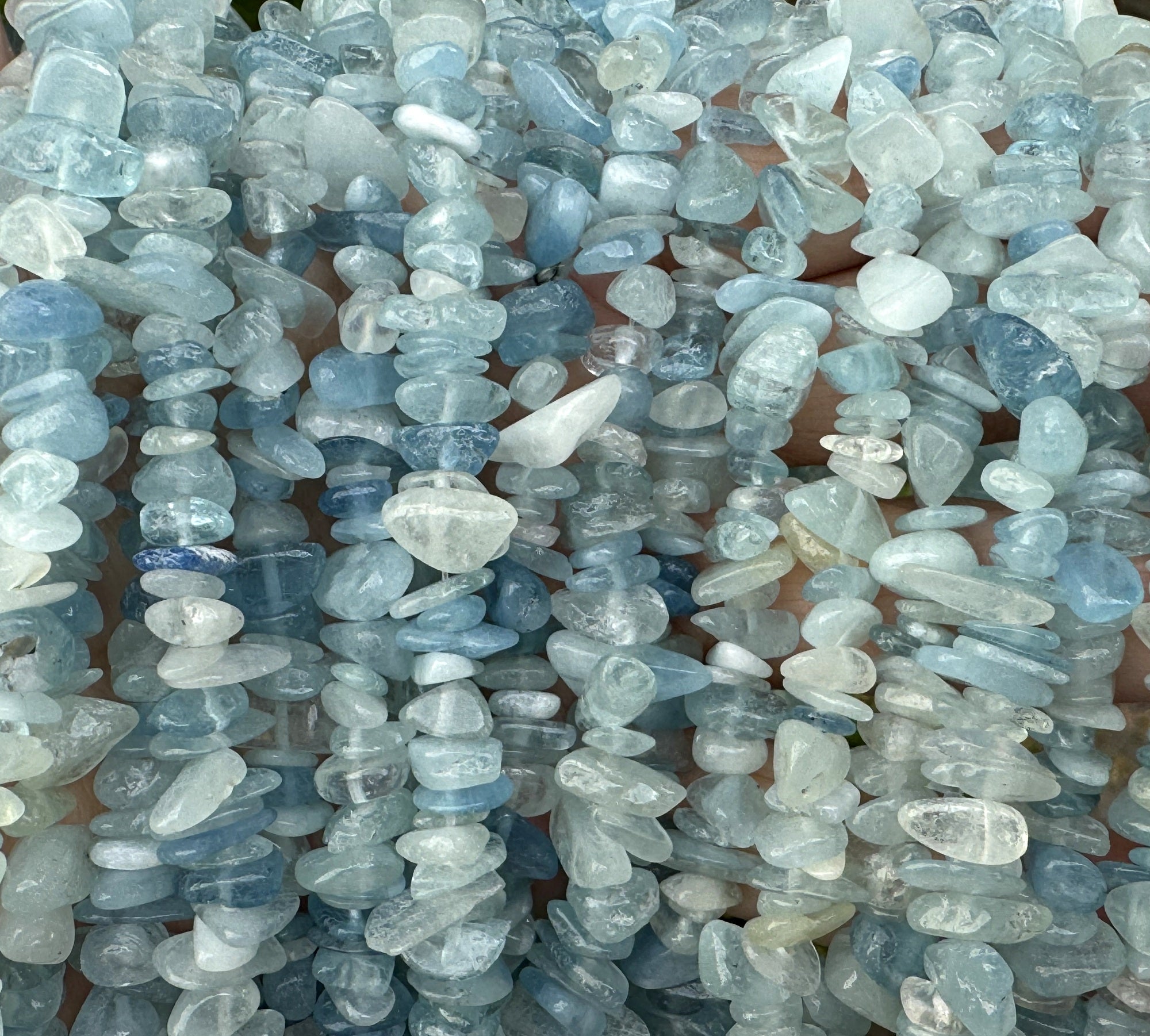 Aquamarine 7-10mm chip beads natural gemstone chips 32" strand - Oz Beads 