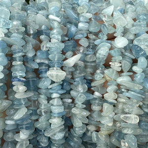 Aquamarine 7-10mm chip beads natural gemstone chips 32" strand - Oz Beads 