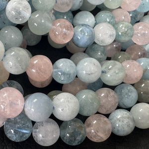 Aquamarine Beryl 8mm round natural gemstone beads 40cm strand - Oz Beads 
