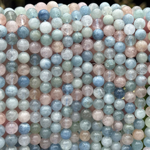 Aquamarine Beryl 8mm round natural gemstone beads 40cm strand - Oz Beads 