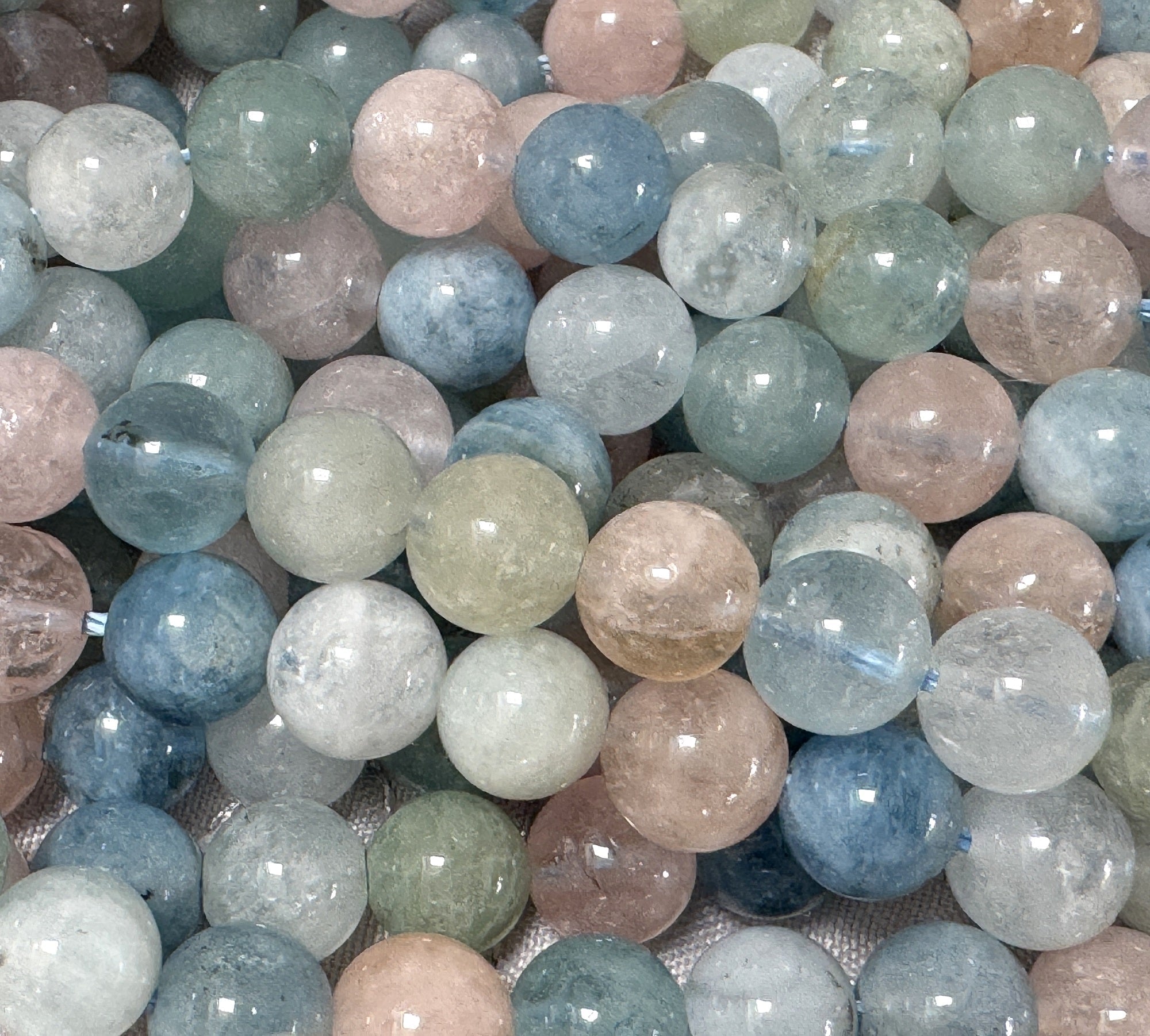 Aquamarine Beryl 8mm round natural gemstone beads 40cm strand - Oz Beads 