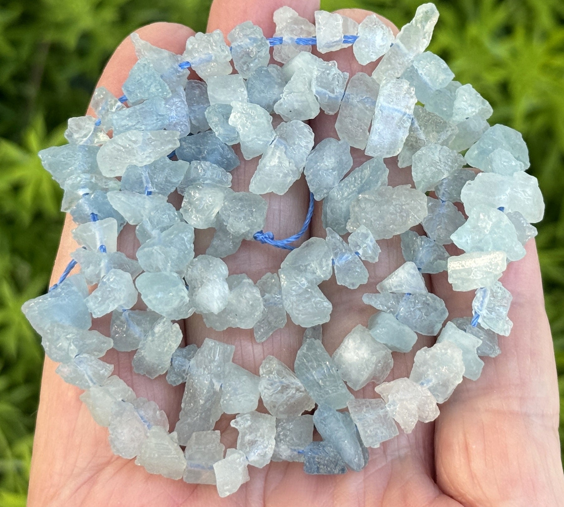 Chip Beas Aquamarine raw rough chip beads center drilled natural gemstone chips ...