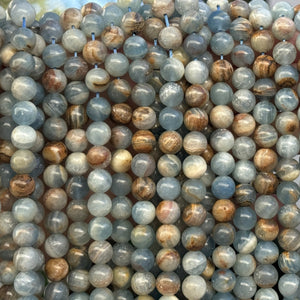 Argentina Lemurian Aquatine Calcite 8mm round natural gemstone beads - Oz Beads