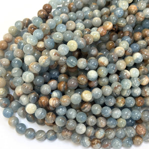 Argentina Lemurian Aquatine Calcite 8mm round natural gemstone beads - Oz Beads
