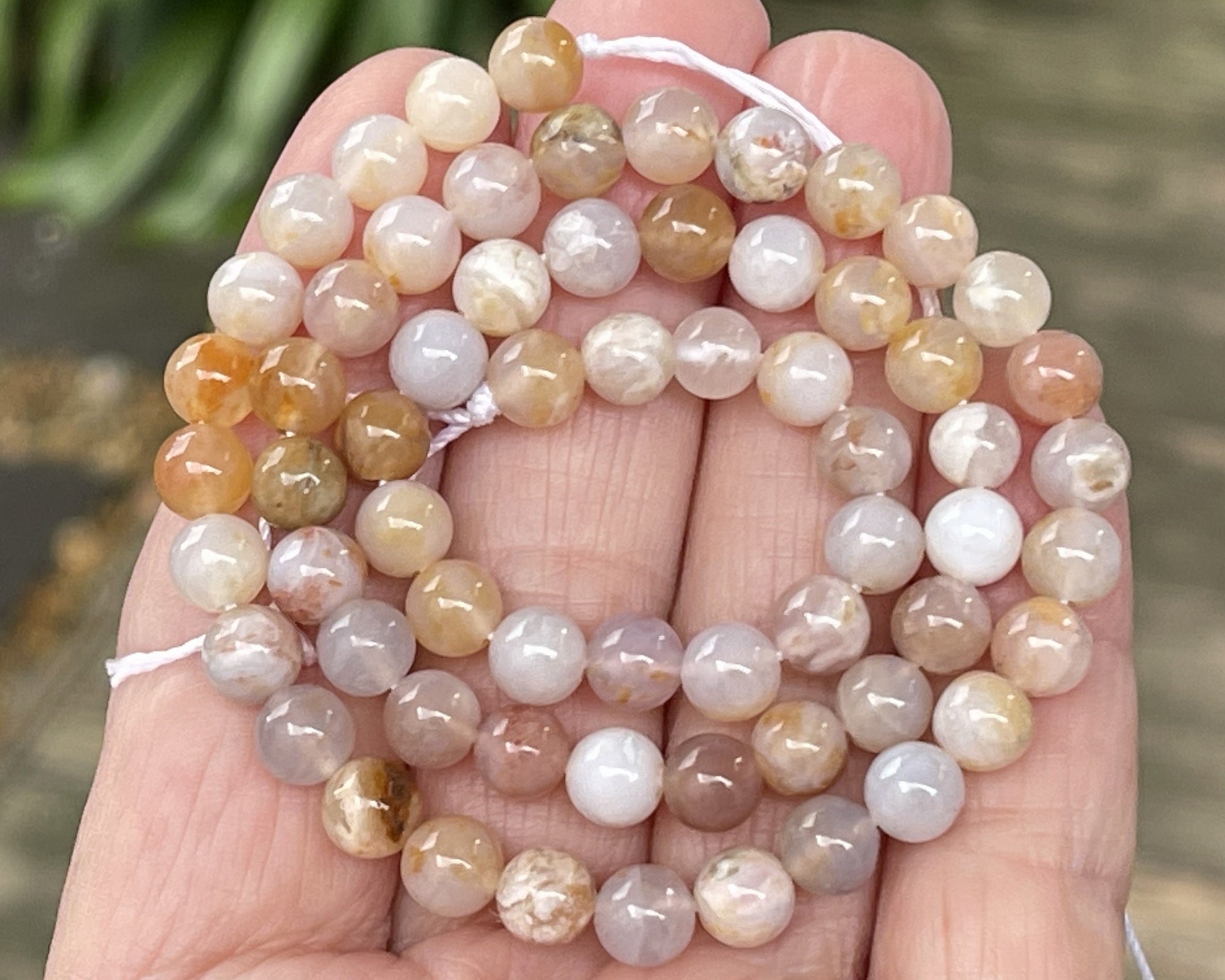 Australian Agate 6mm round natural gemstone beads 15.5" strand - Oz Beads 