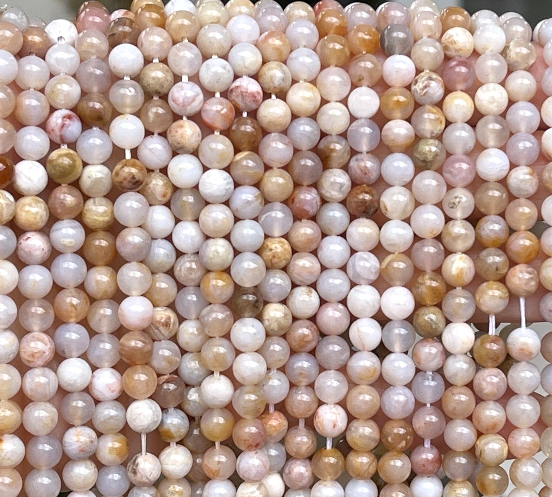 Australian Agate 6mm round natural gemstone beads 15.5" strand - Oz Beads 