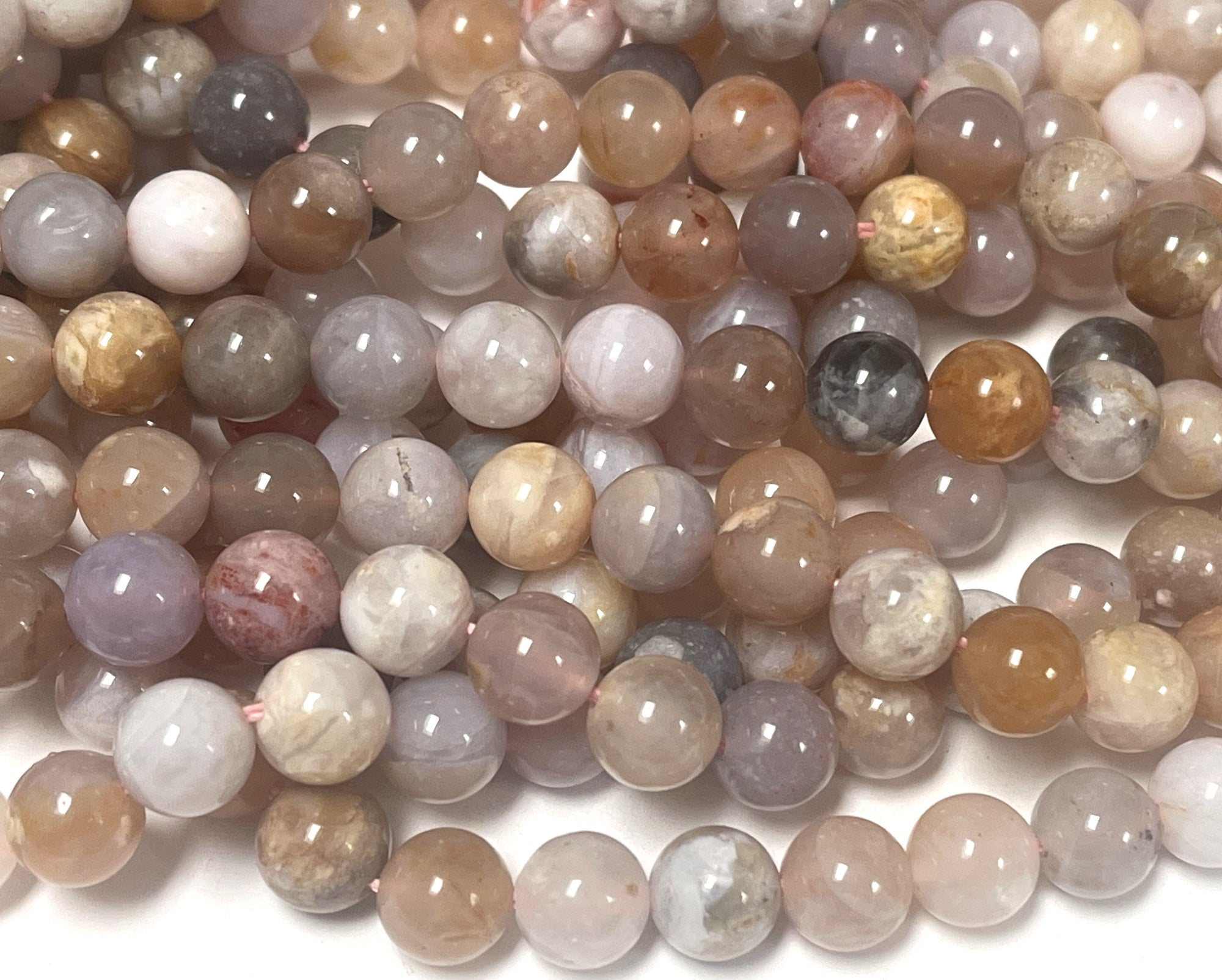 Australian Agate 8mm round natural gemstone beads 15.5" strand - Oz Beads 