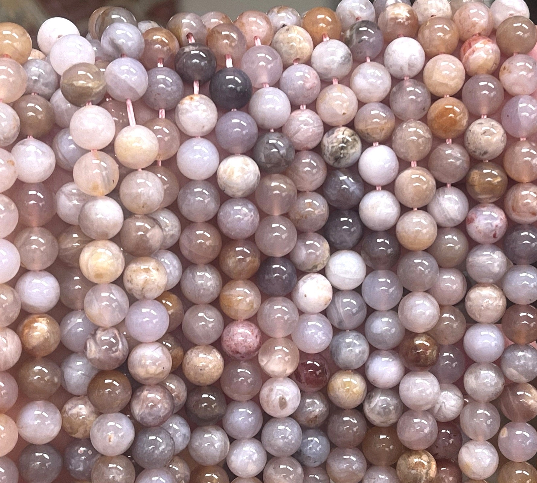 Australian Agate 8mm round natural gemstone beads 15.5" strand - Oz Beads 