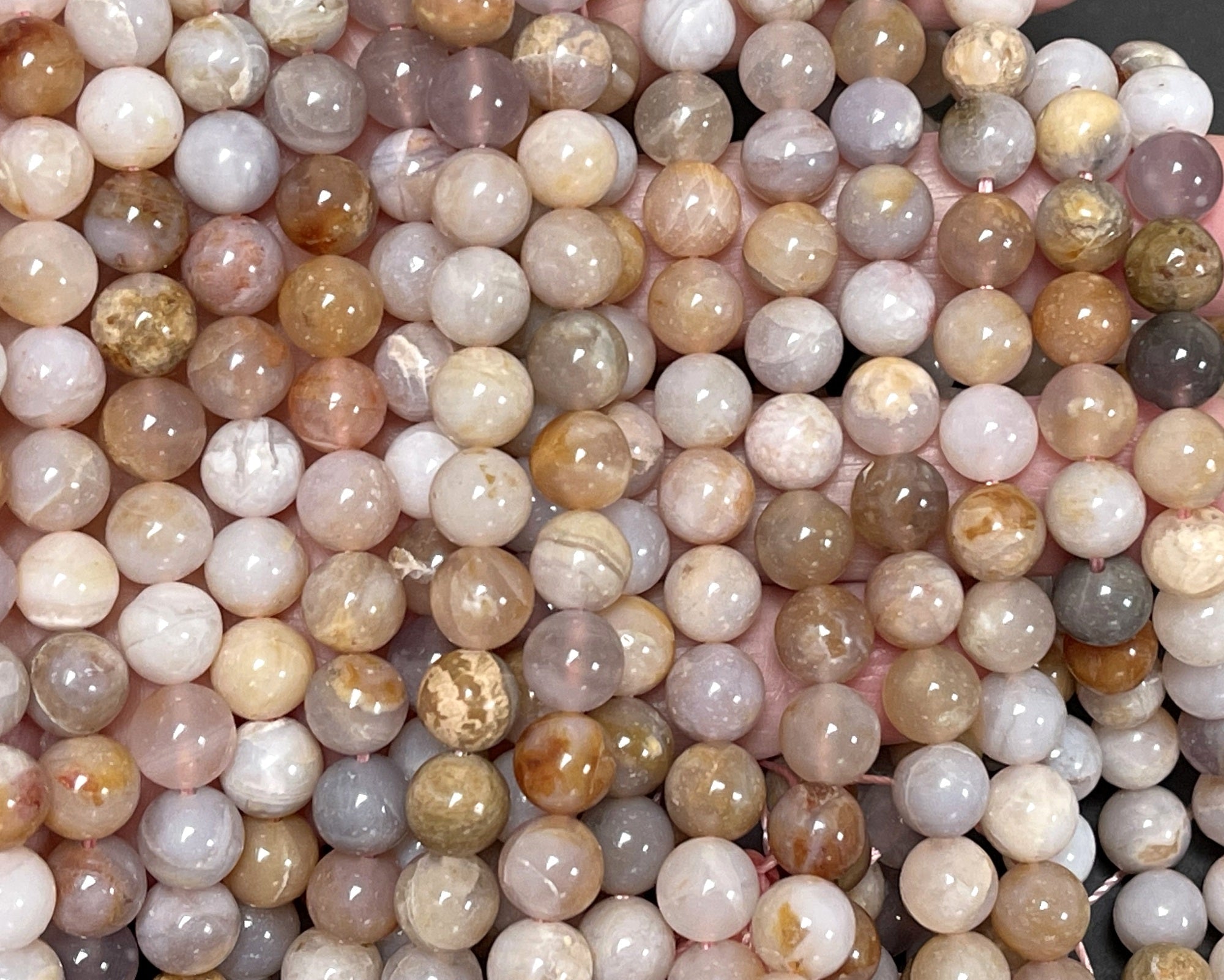 Australian Agate 8mm round natural gemstone beads 15.5" strand - Oz Beads 