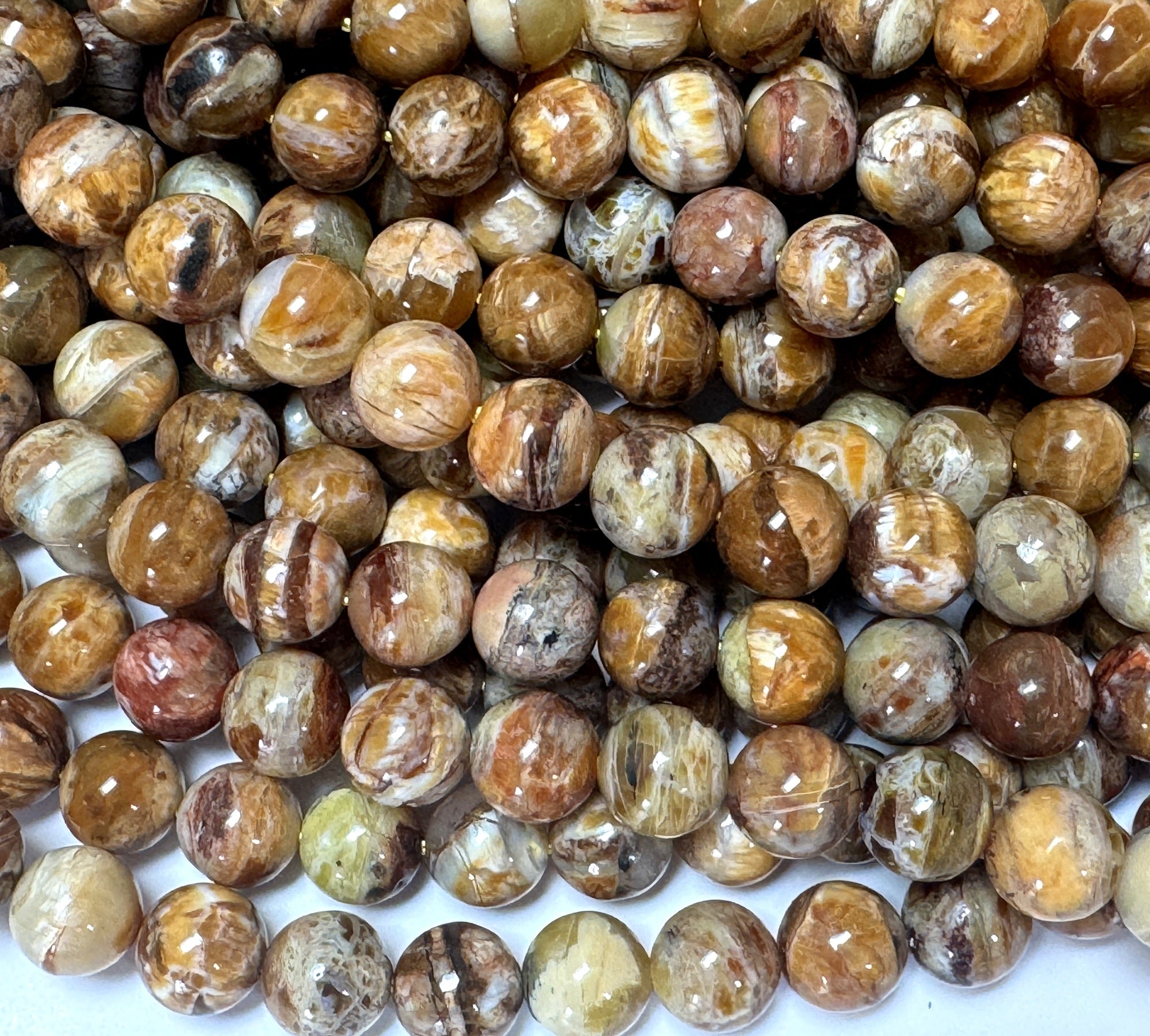 Australian Cat's Eye Opal 8mm round gemstone beads 15.5" strand - Oz Beads 