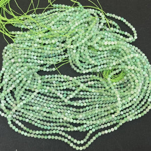 Australian Chrysoprase 3mm, 4mm faceted round natural gemstone beads 15.5" strand - Oz Beads 