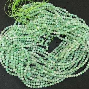 Australian Chrysoprase 3mm, 4mm faceted round natural gemstone beads 15.5" strand - Oz Beads 