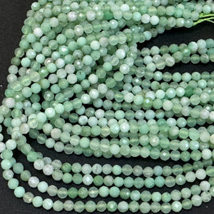 Australian Chrysoprase 3mm, 4mm faceted round natural gemstone beads 15.5" strand - Oz Beads 