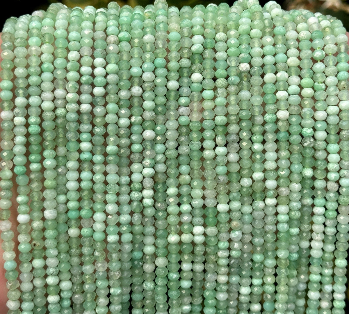 Australian Chrysoprase 3x2mm faceted rondelle natural gemstone beads 15" strand - Oz Beads 
