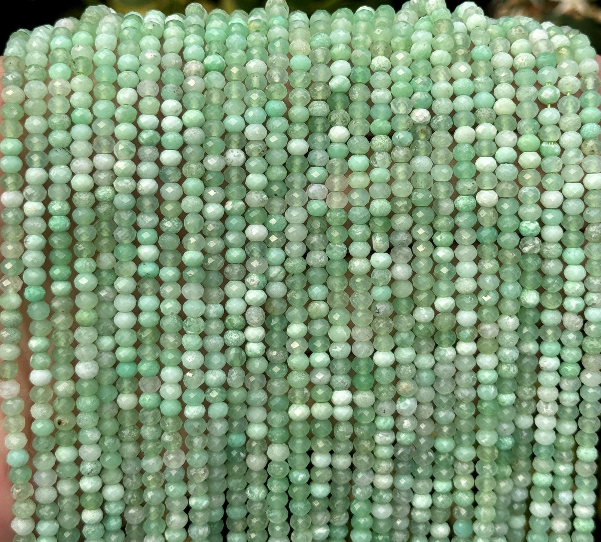 Australian Chrysoprase 3x2mm faceted rondelle natural gemstone beads 15" strand - Oz Beads 