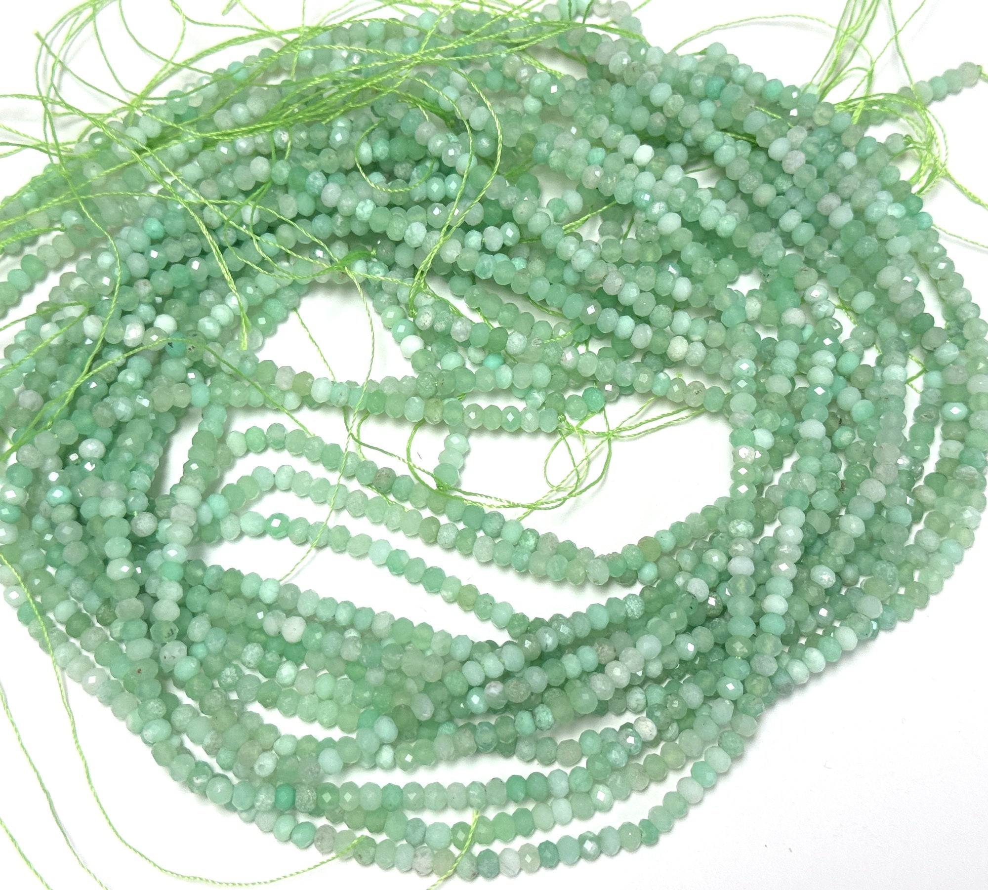 Australian Chrysoprase 3x2mm faceted rondelle natural gemstone beads 15" strand - Oz Beads 