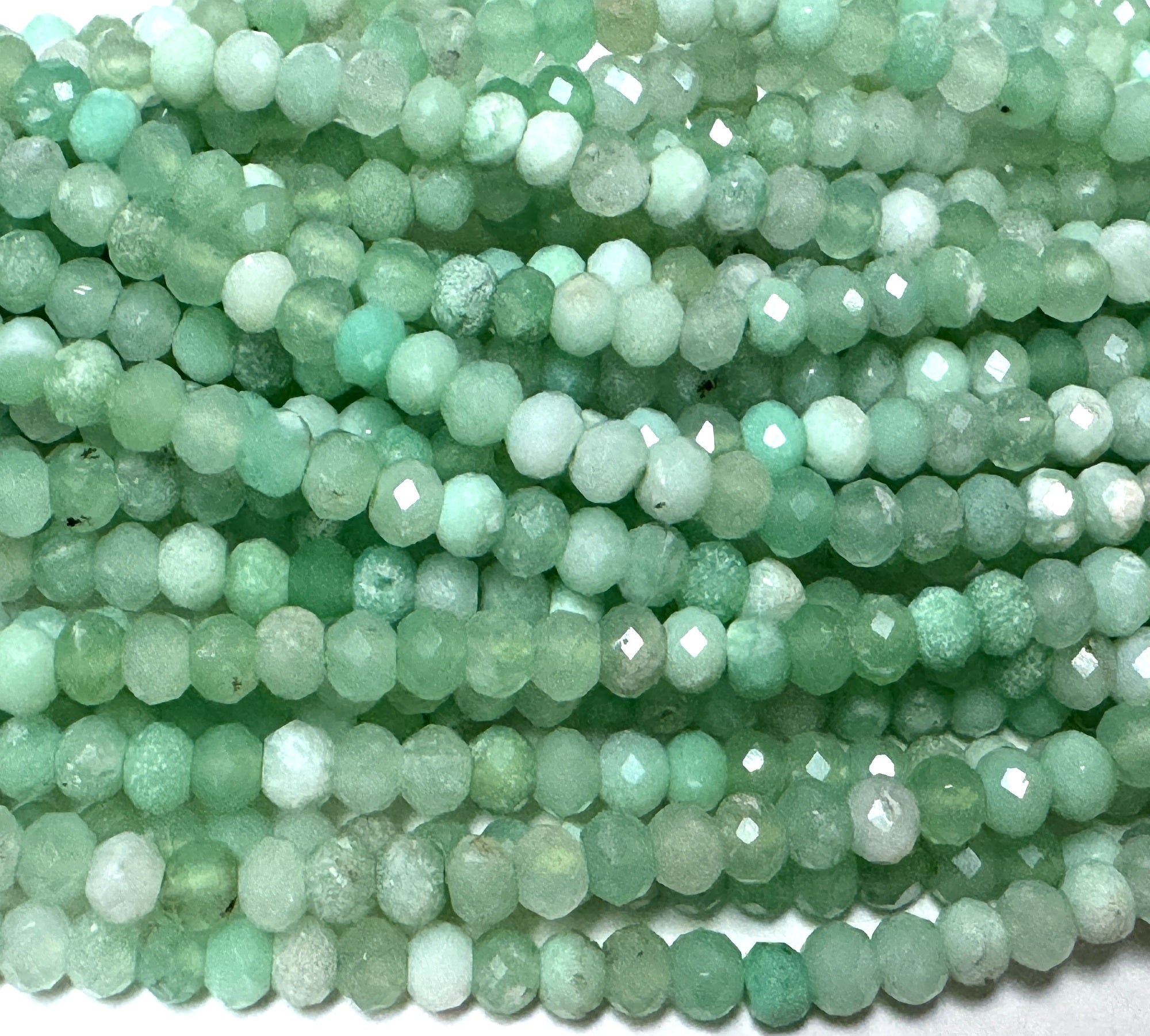 Australian Chrysoprase 3x2mm faceted rondelle natural gemstone beads 15" strand - Oz Beads 