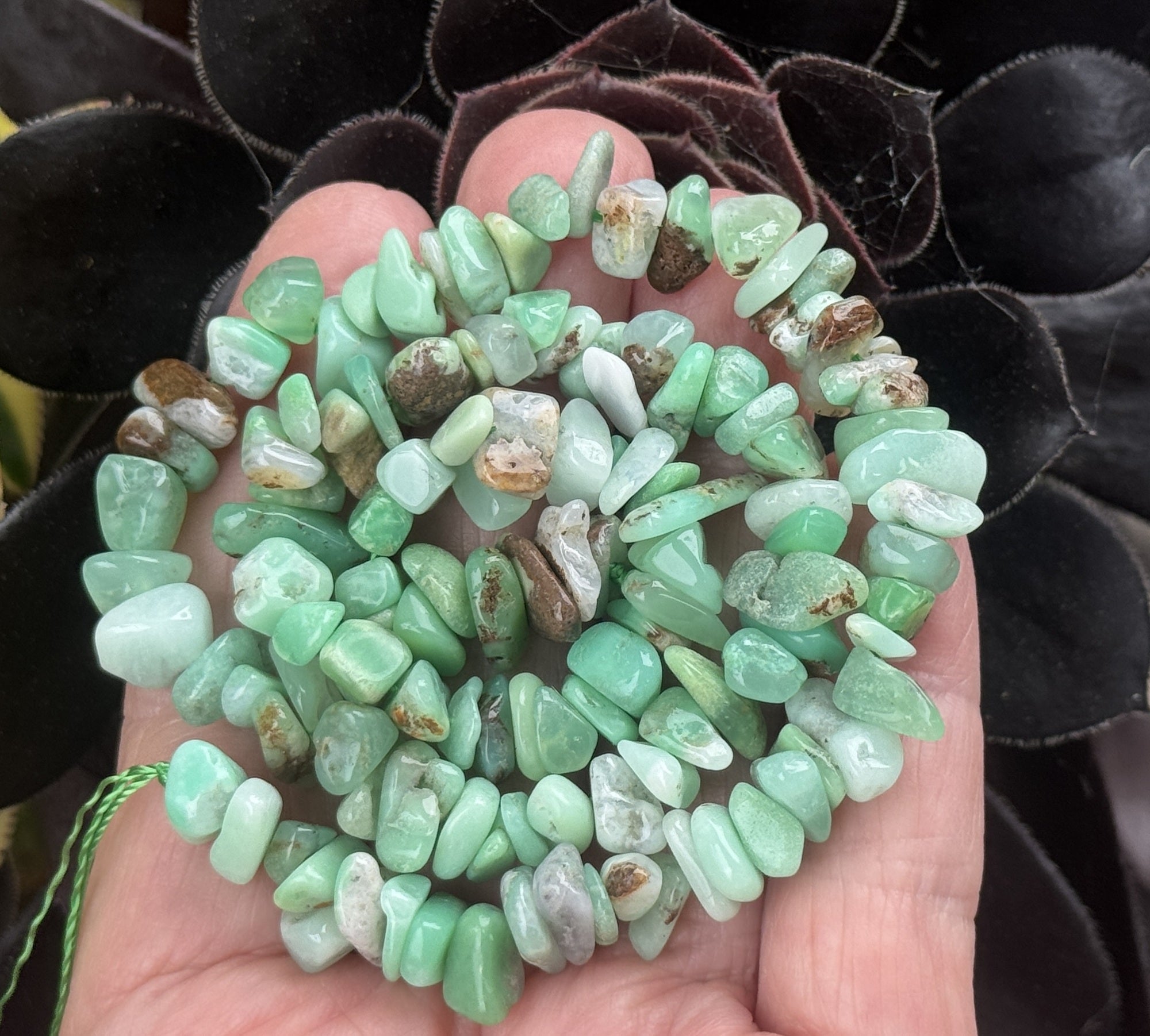Australian Chrysoprase 6-12mm chip nugget beads natural gemstone chips 16" strand - Oz Beads 