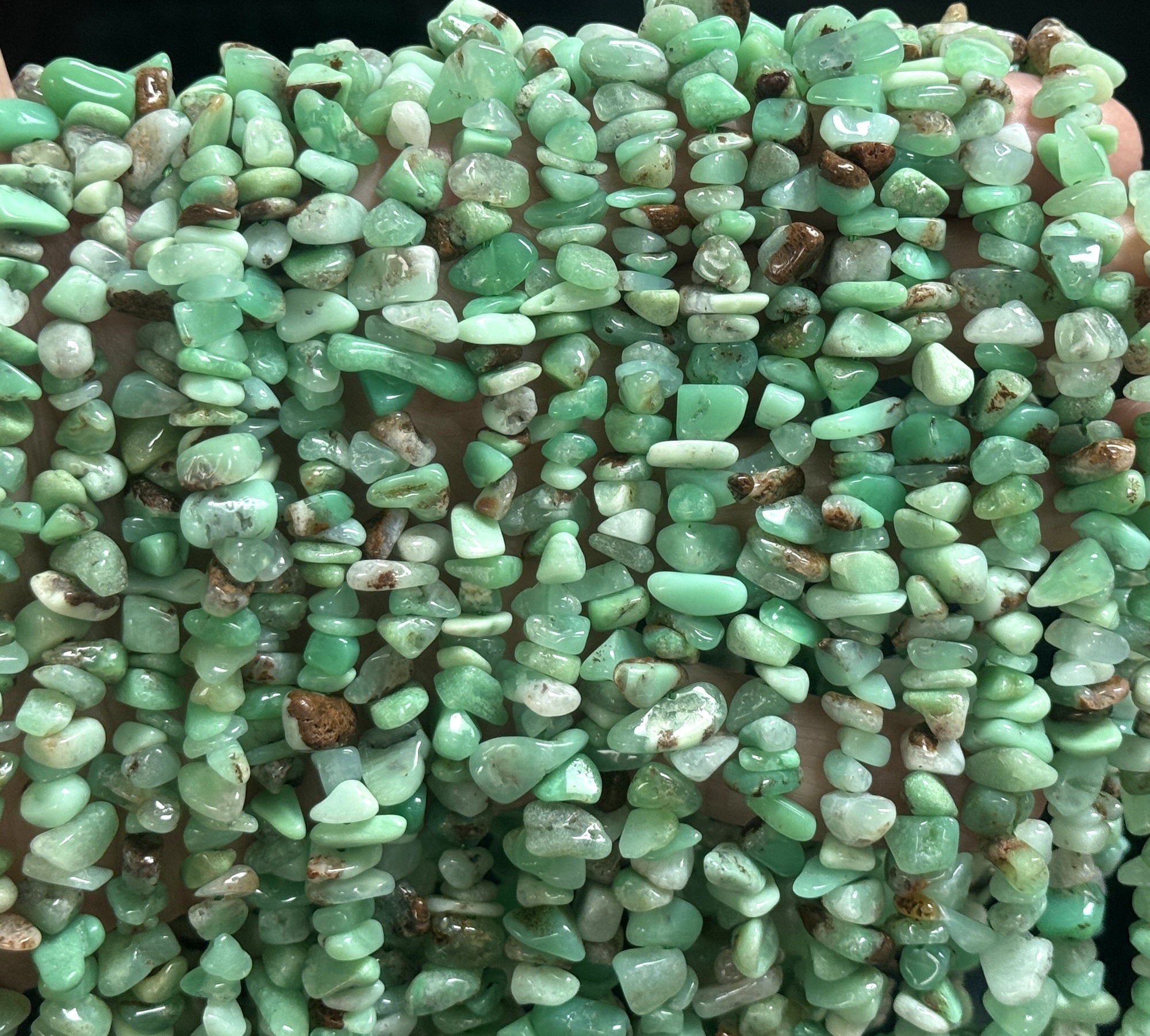 Australian Chrysoprase 6-12mm chip nugget beads natural gemstone chips 16" strand - Oz Beads 