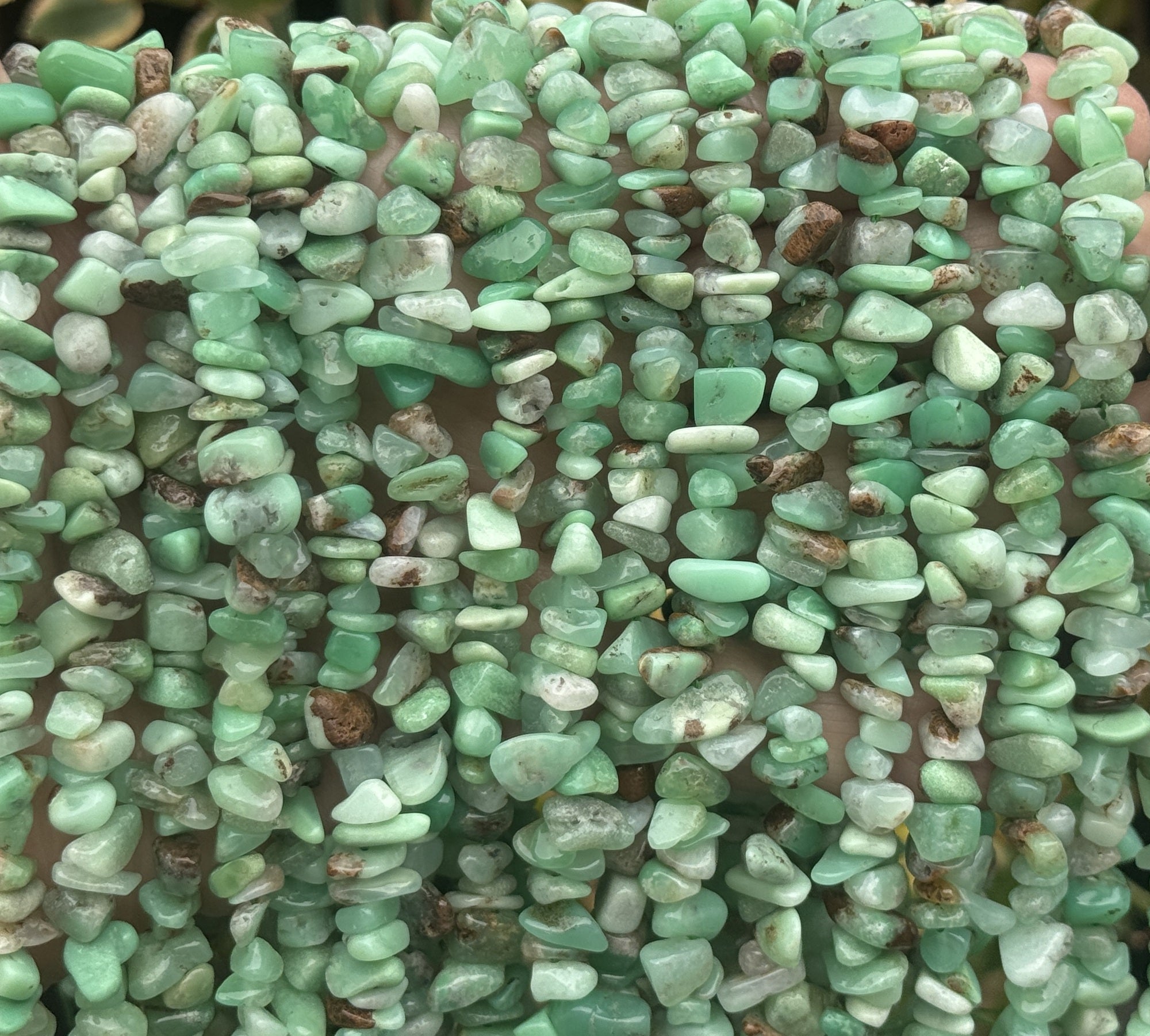 Australian Chrysoprase 6-12mm chip nugget beads natural gemstone chips 16" strand - Oz Beads 