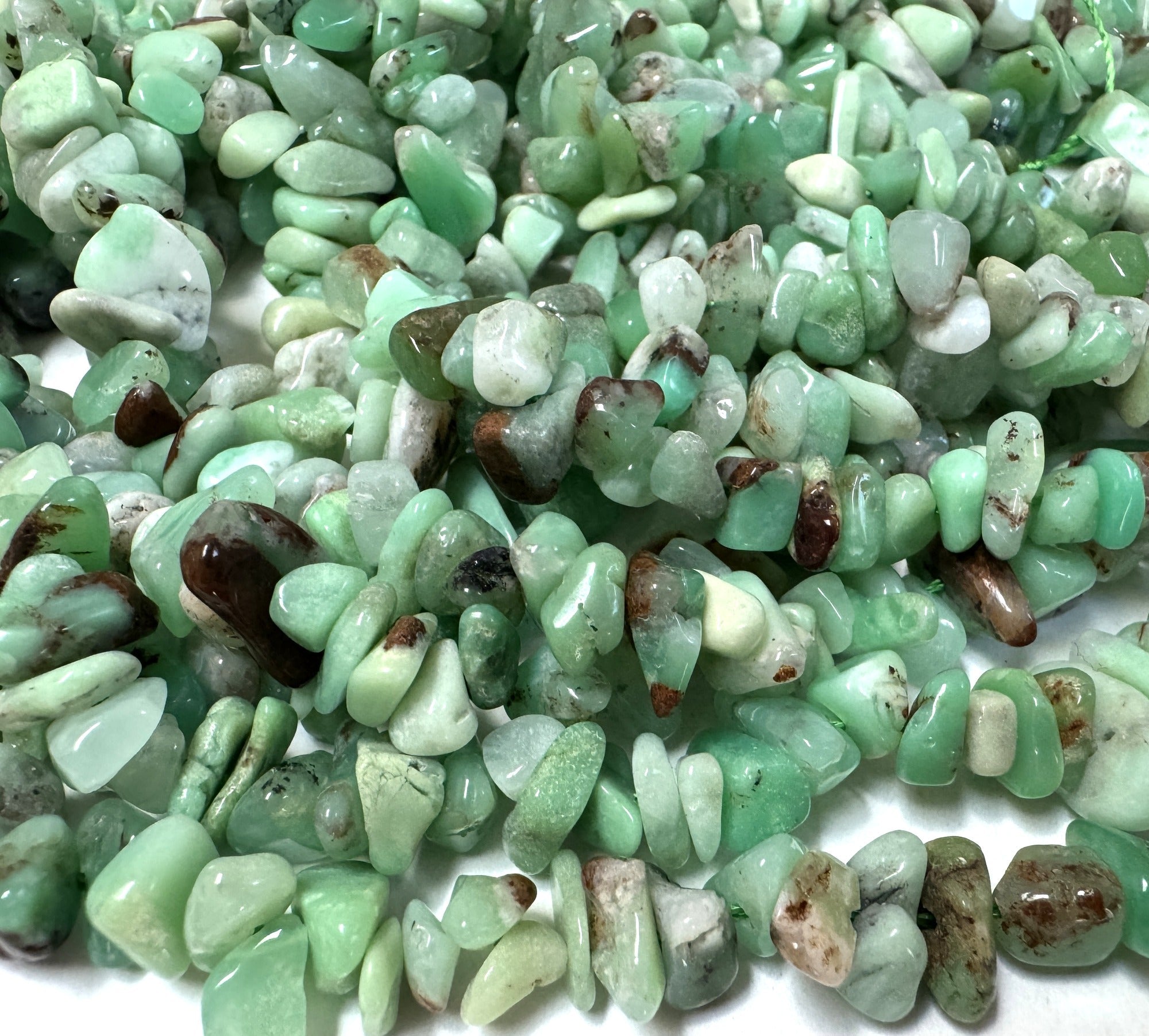 Australian Chrysoprase 6-12mm chip nugget beads natural gemstone chips 16" strand - Oz Beads 
