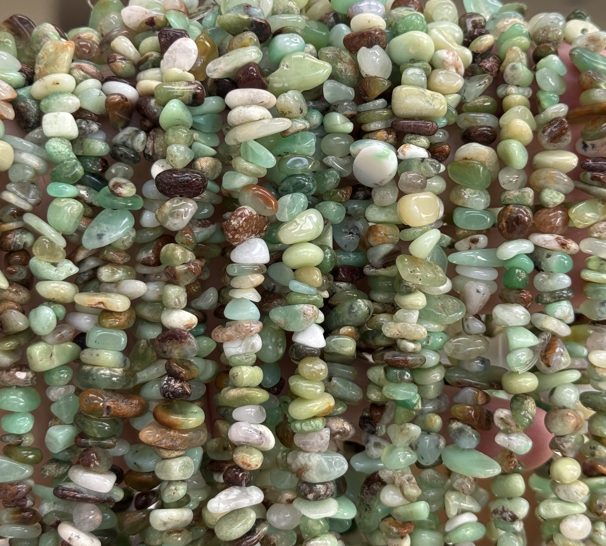 Australian Jade Chrysoprase 6-9mm chip beads natural gemstone chips 32" strand - Oz Beads 