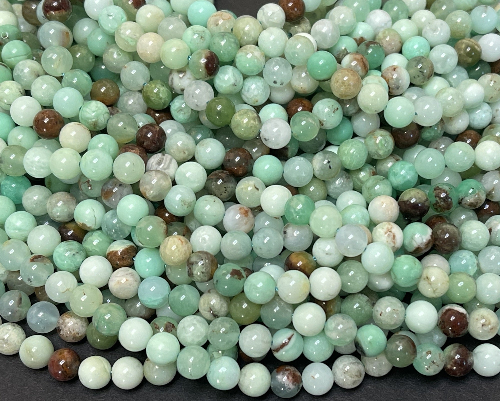 Australian Chrysoprase 6mm round natural gemstone beads 15.5" strand - Oz Beads 