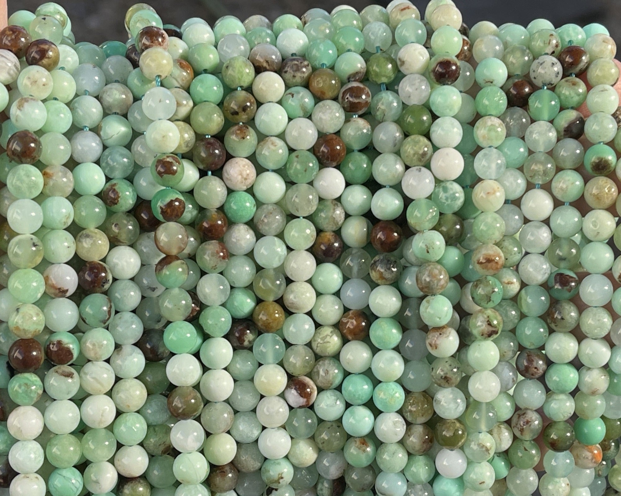 Australian Chrysoprase 6mm round natural gemstone beads 15.5" strand - Oz Beads 