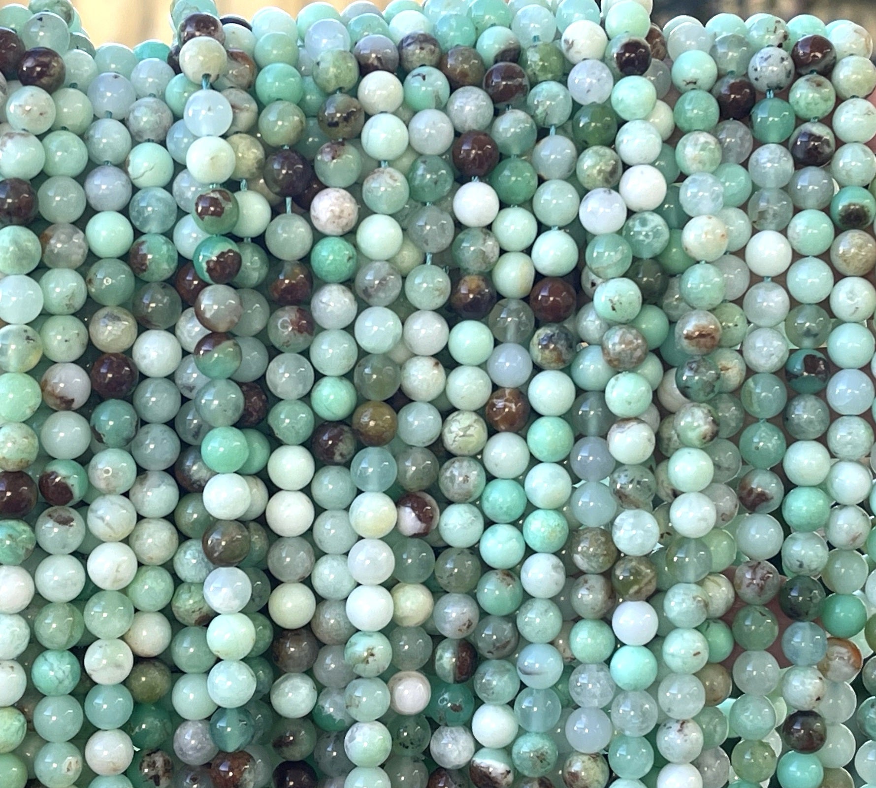 Australian Chrysoprase 6mm round natural gemstone beads 15.5" strand - Oz Beads 
