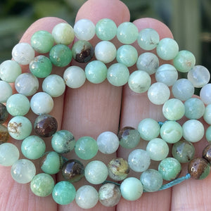 Australian Chrysoprase 6mm round natural gemstone beads 15.5" strand - Oz Beads 