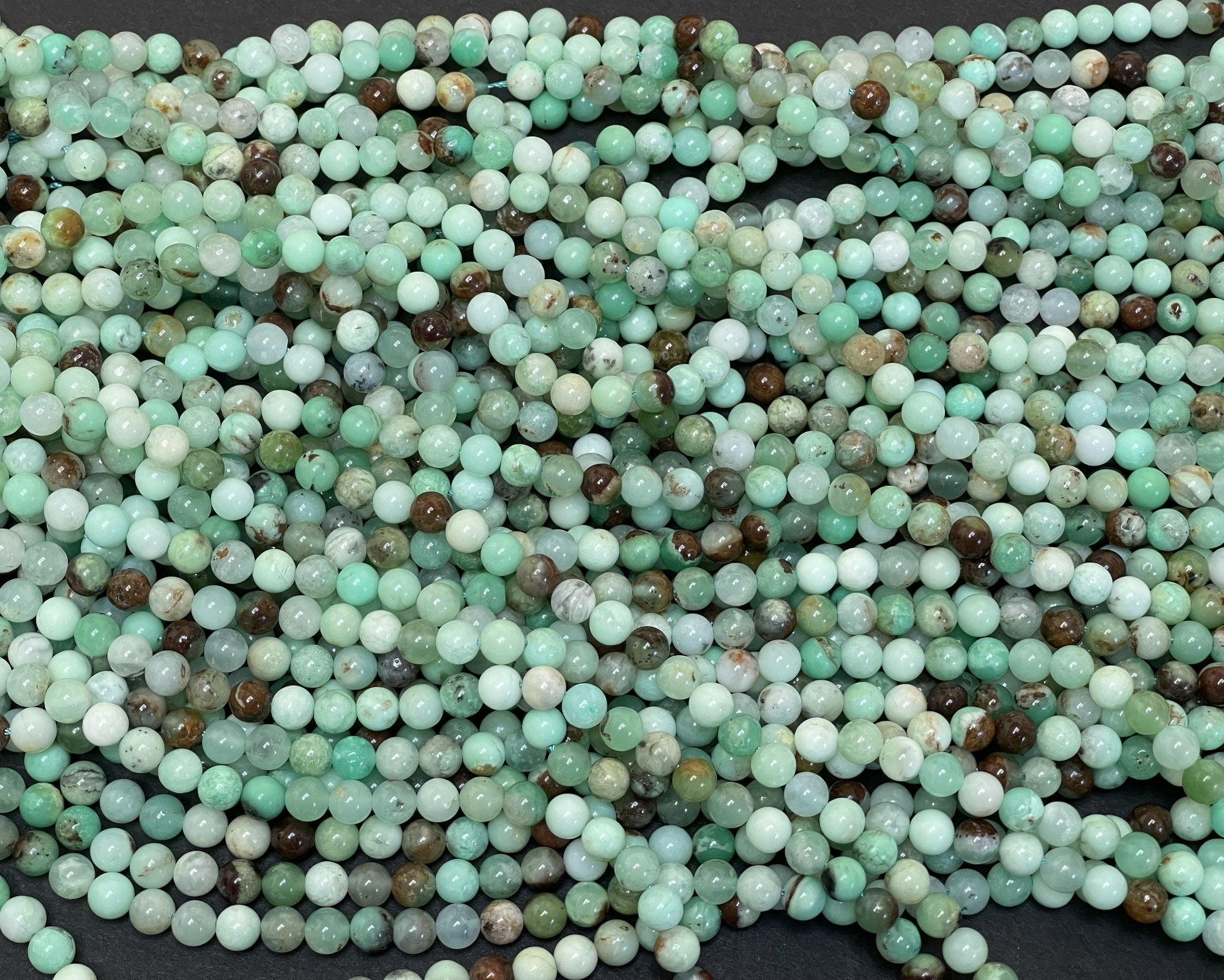 Australian Chrysoprase 6mm round natural gemstone beads 15.5" strand - Oz Beads 