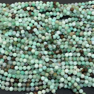 Australian Chrysoprase 6mm round natural gemstone beads 15.5" strand - Oz Beads 