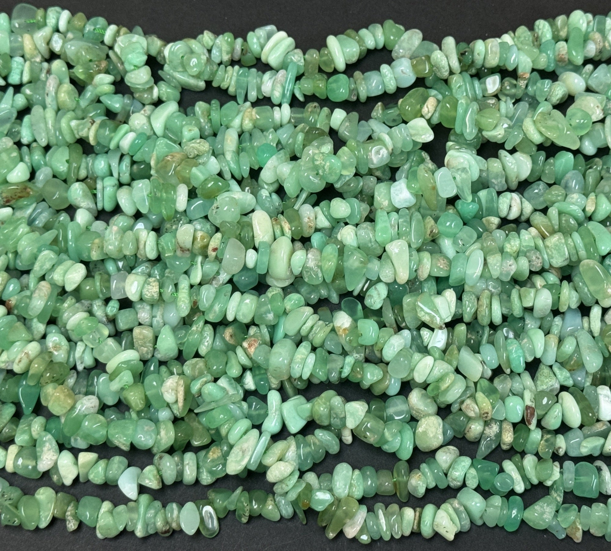 Australian Chrysoprase 7-10mm mint green chip beads natural gemstone chips 16" strand - Oz Beads 