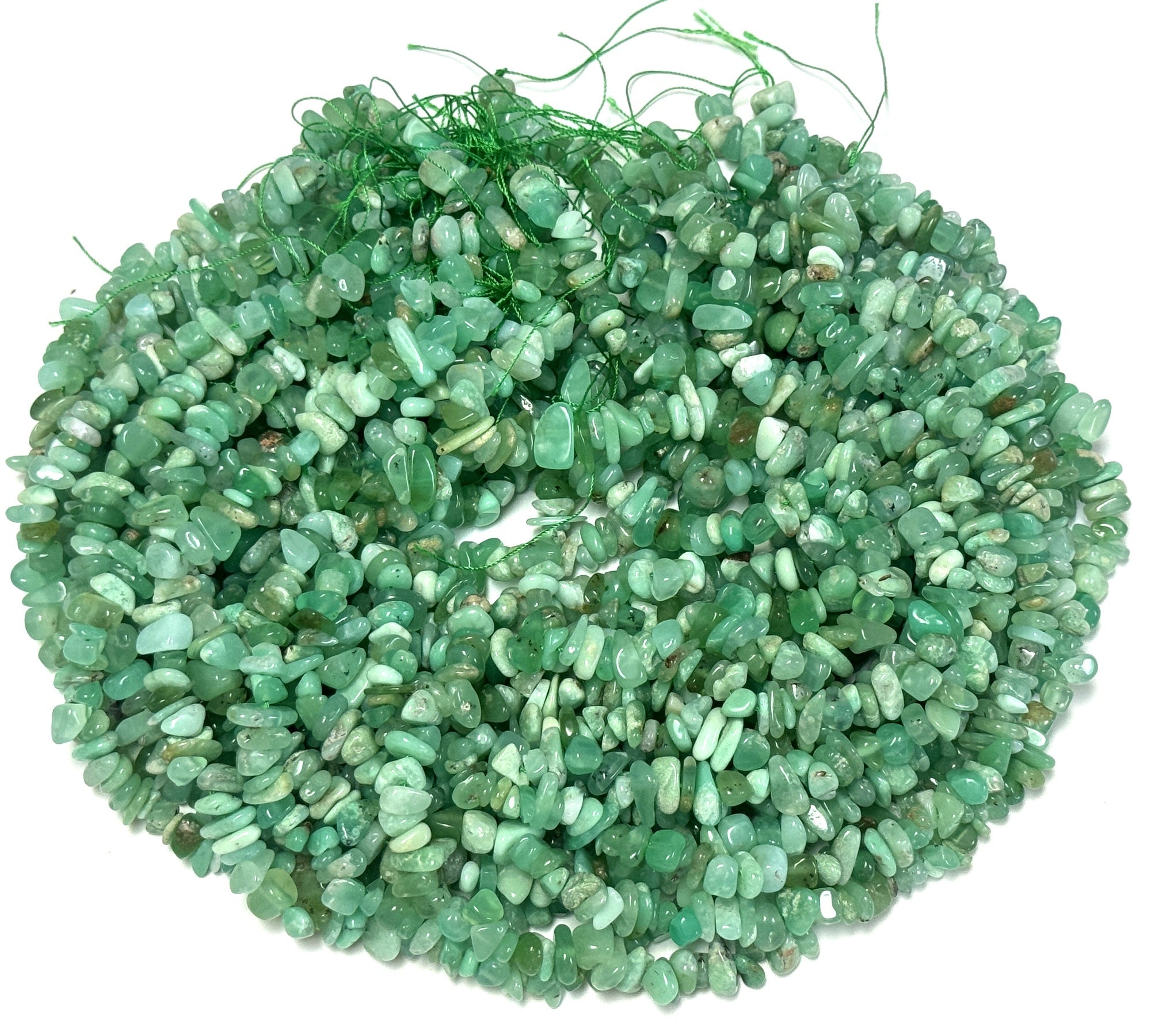 Australian Chrysoprase 7-10mm mint green chip beads natural gemstone chips 16" strand - Oz Beads 