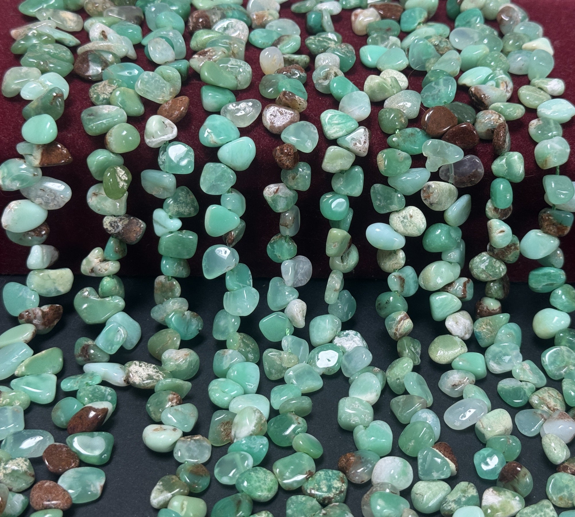 Australian Chrysoprase 8-12mm top side drilled free-form natural gemstone beads 16" strand - Oz Beads 