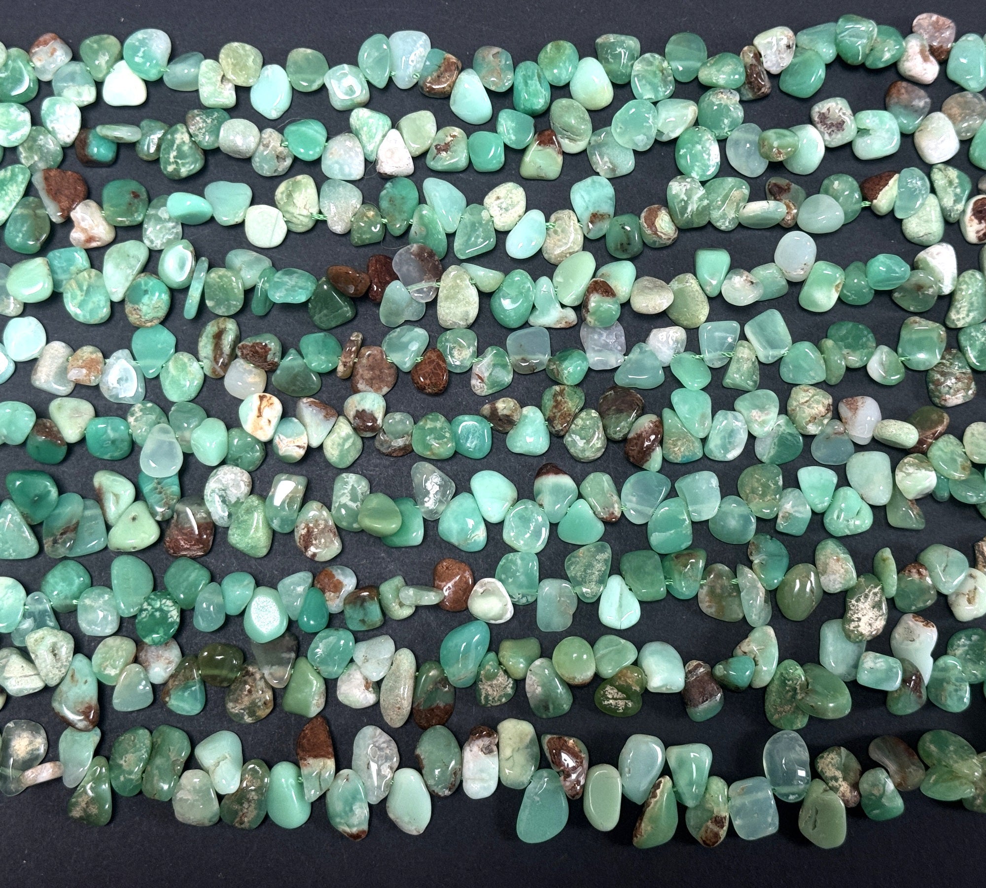 Australian Chrysoprase 8-12mm top side drilled free-form natural gemstone beads 16" strand - Oz Beads 