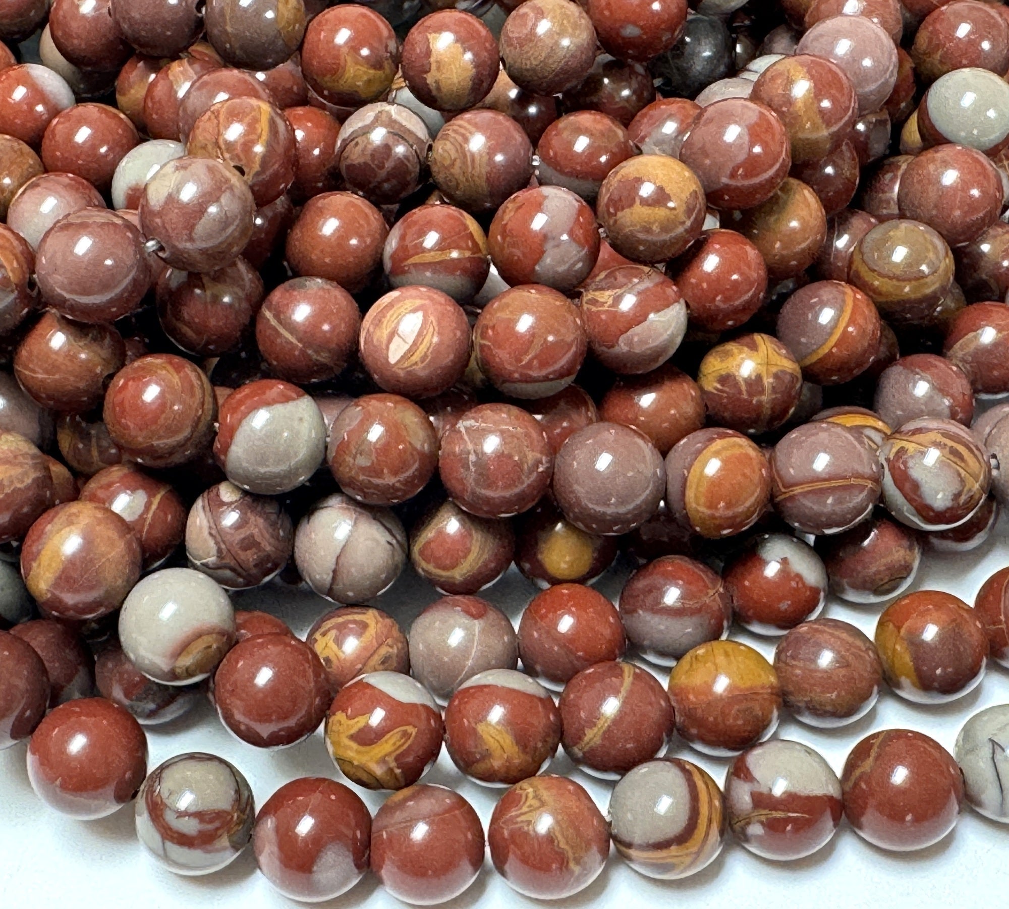 Australian Noreena Jasper 8mm round gemstone beads 15" strand - Oz Beads 