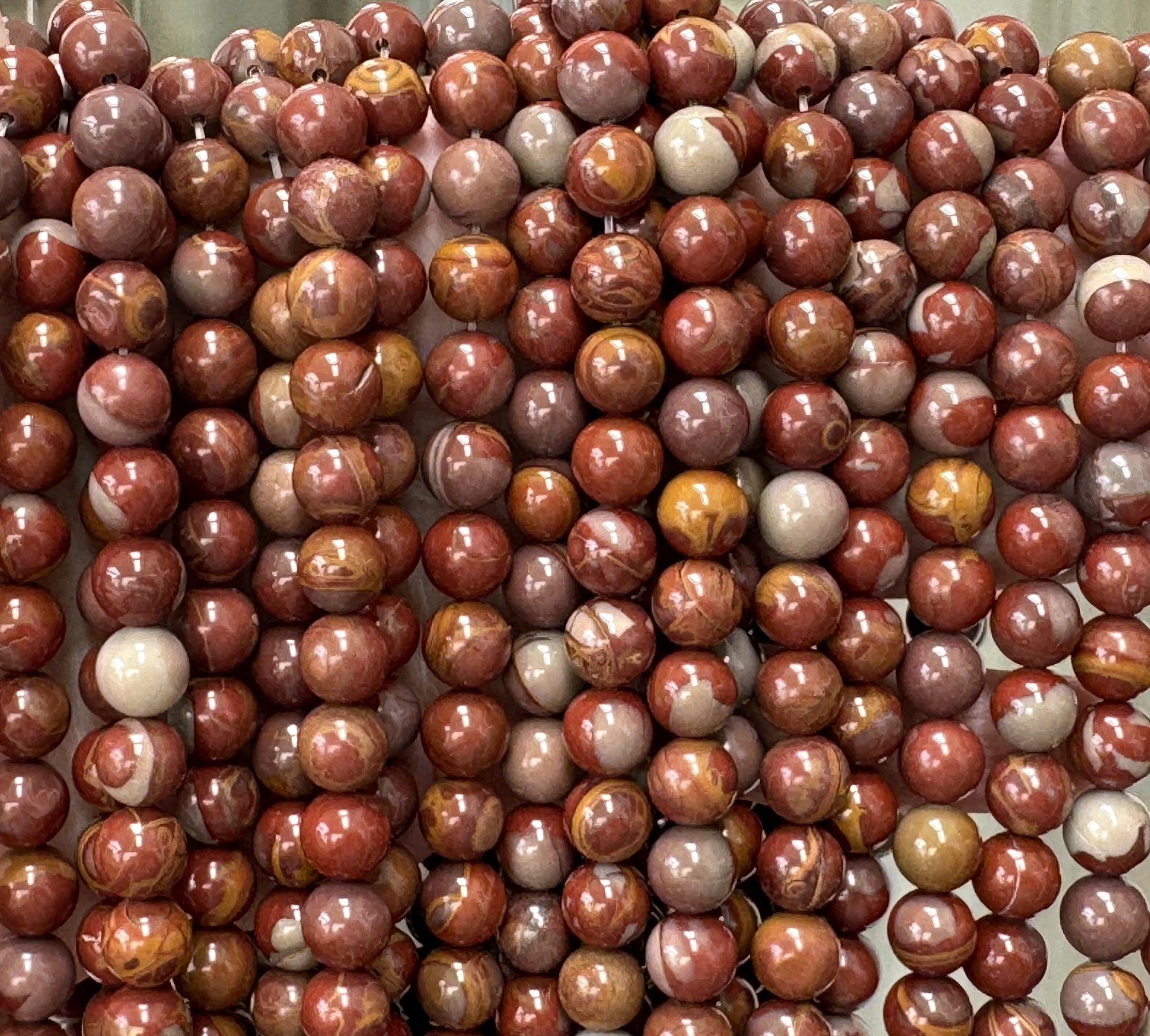 Australian Noreena Jasper 8mm round gemstone beads 15" strand - Oz Beads 