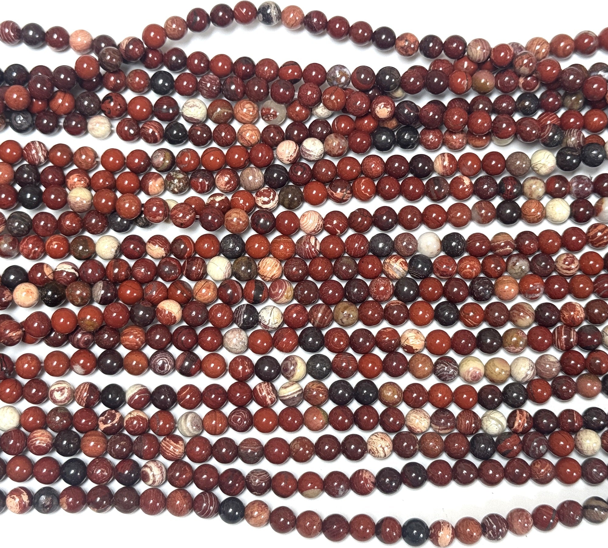 Australian Red Snakeskin Jasper 6mm round gemstone beads 15" strand - Oz Beads 