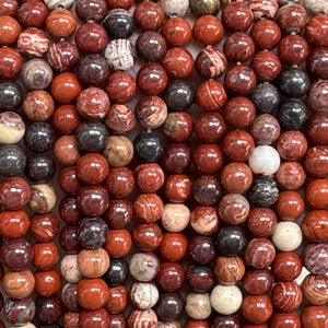 Australian Red Snakeskin Jasper 6mm round gemstone beads 15" strand - Oz Beads 