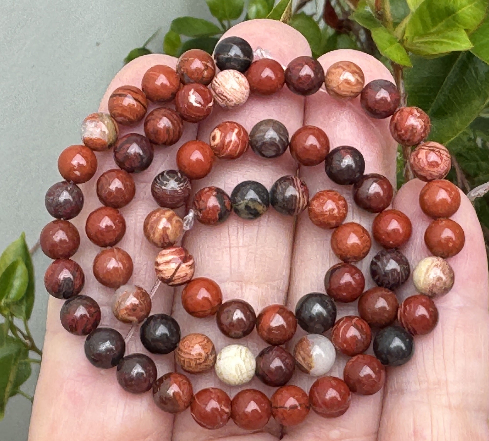 Australian Red Snakeskin Jasper 6mm round gemstone beads 15" strand - Oz Beads 