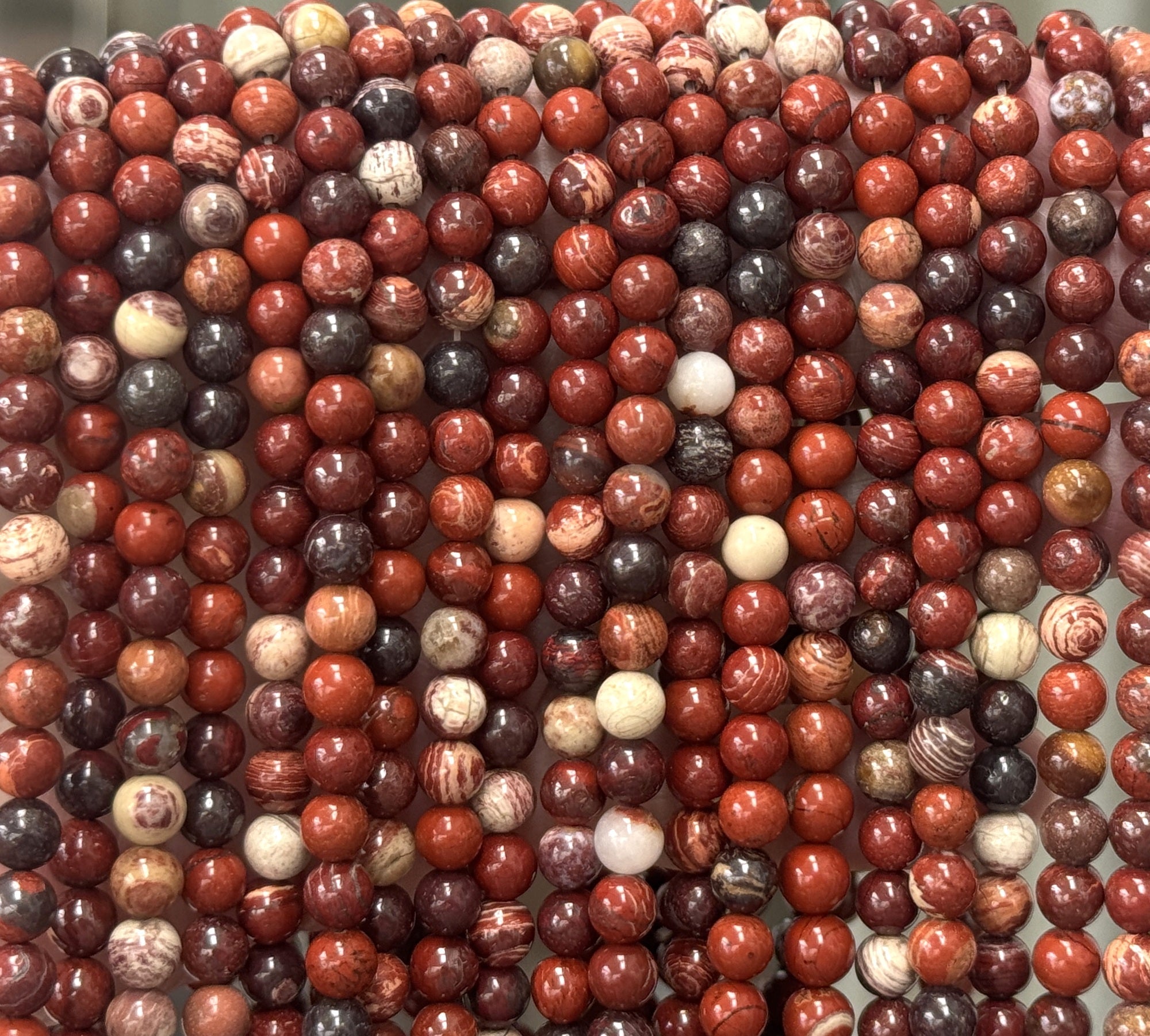 Australian Red Snakeskin Jasper 6mm round gemstone beads 15" strand - Oz Beads 