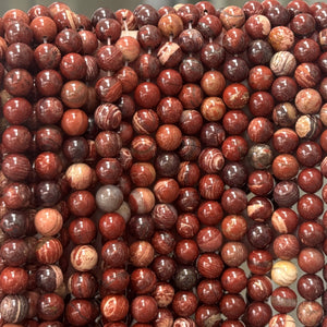 Australian Red Snakeskin Jasper 8mm round gemstone beads 15" strand - Oz Beads 