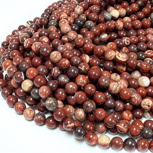 Australian Red Snakeskin Jasper 8mm round gemstone beads 15" strand - Oz Beads 