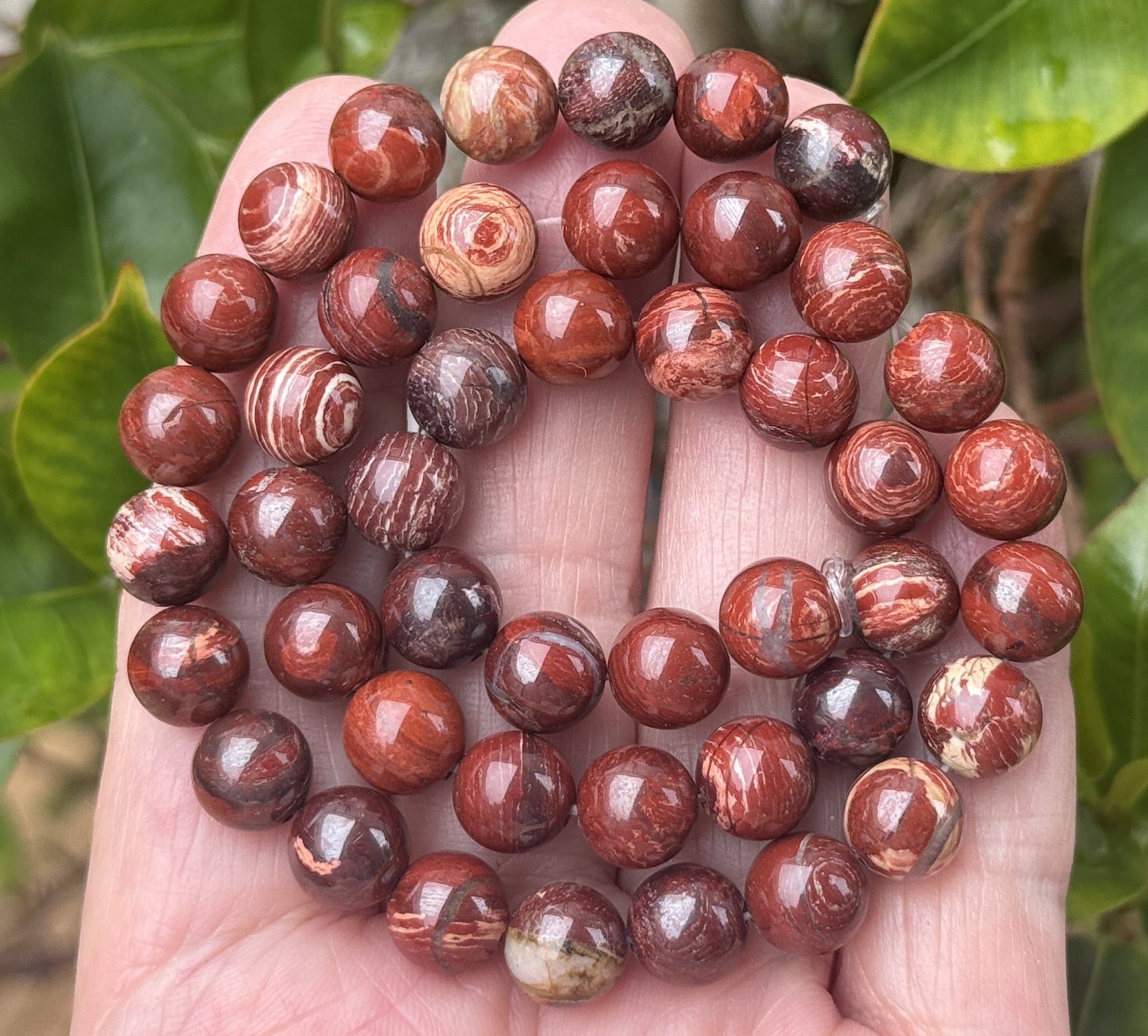 Australian Red Snakeskin Jasper 8mm round gemstone beads 15" strand - Oz Beads 
