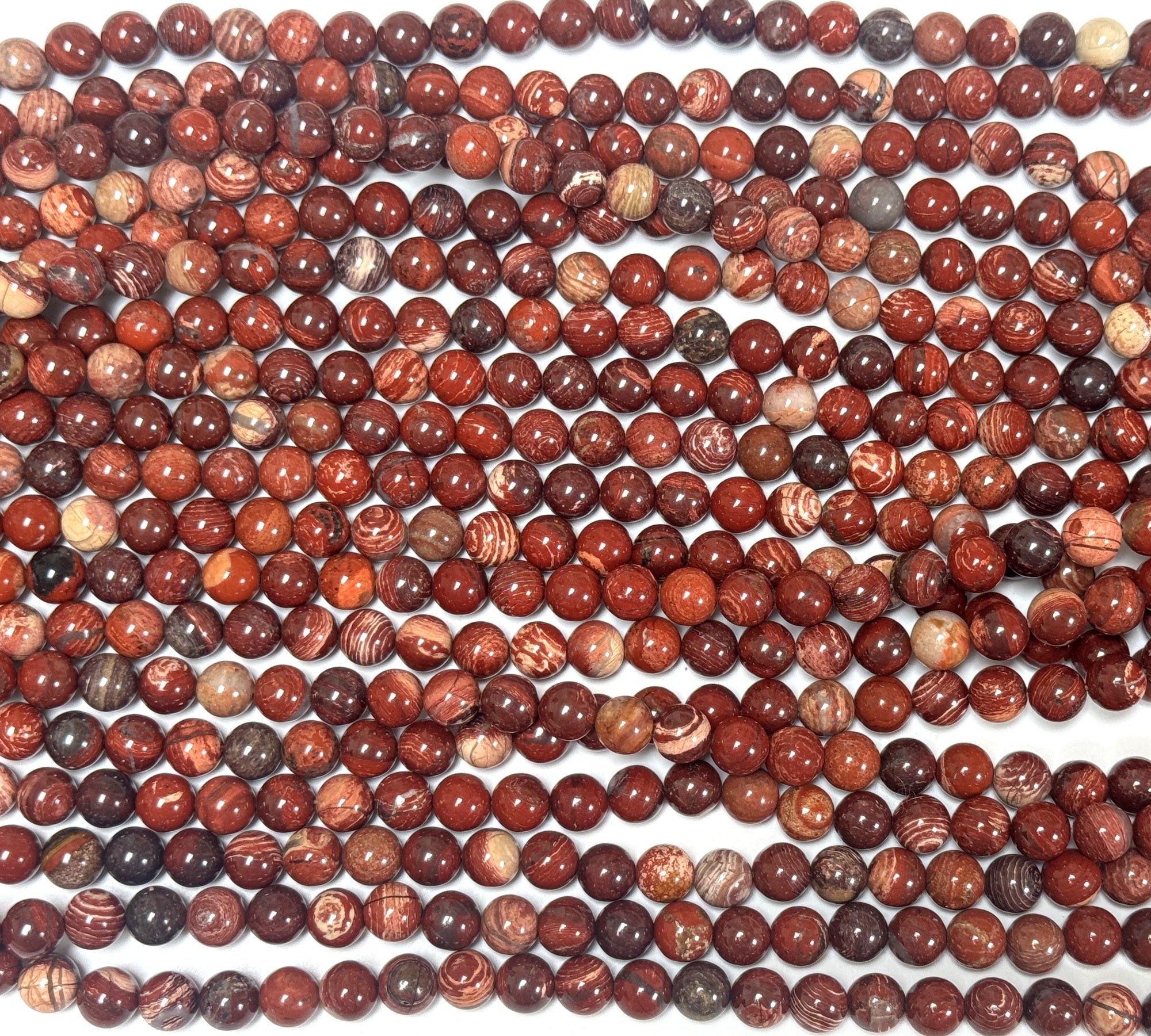 Australian Red Snakeskin Jasper 8mm round gemstone beads 15" strand - Oz Beads 