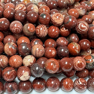 Australian Red Snakeskin Jasper 8mm round gemstone beads 15" strand - Oz Beads 